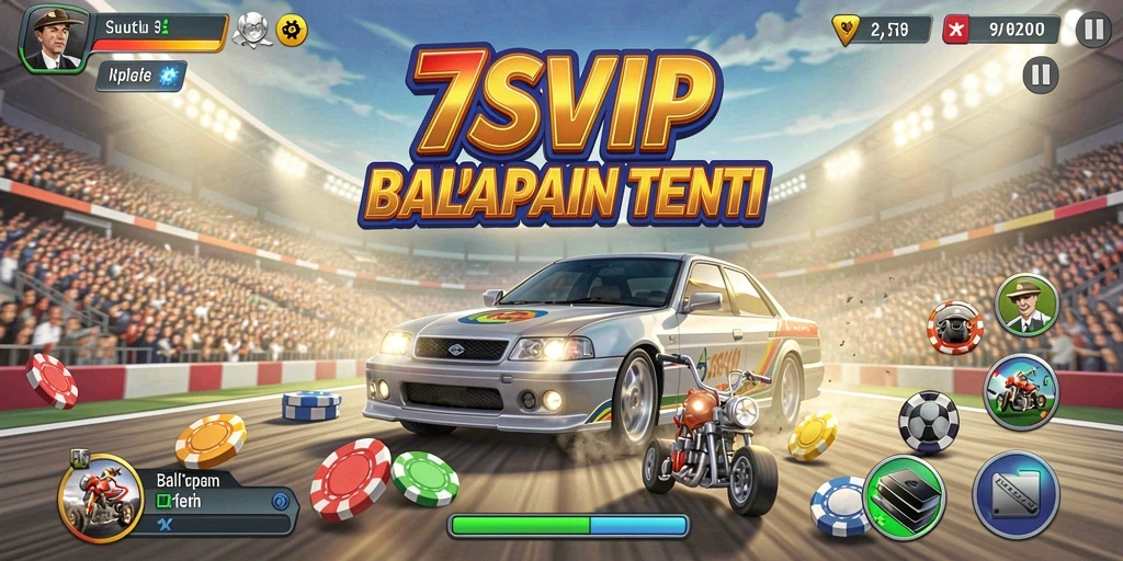 Screenshot gameplay 7SVIP dengan aksi balapan yang mendebarkan.