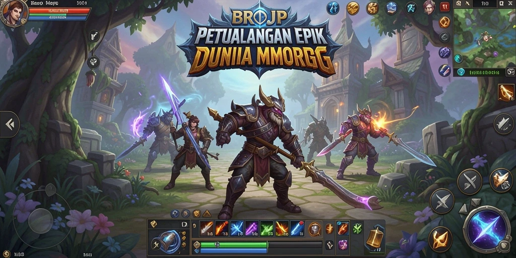Tangkapan layar utama BROJP yang menunjukkan aksi pertarungan epik dalam MMORPG.