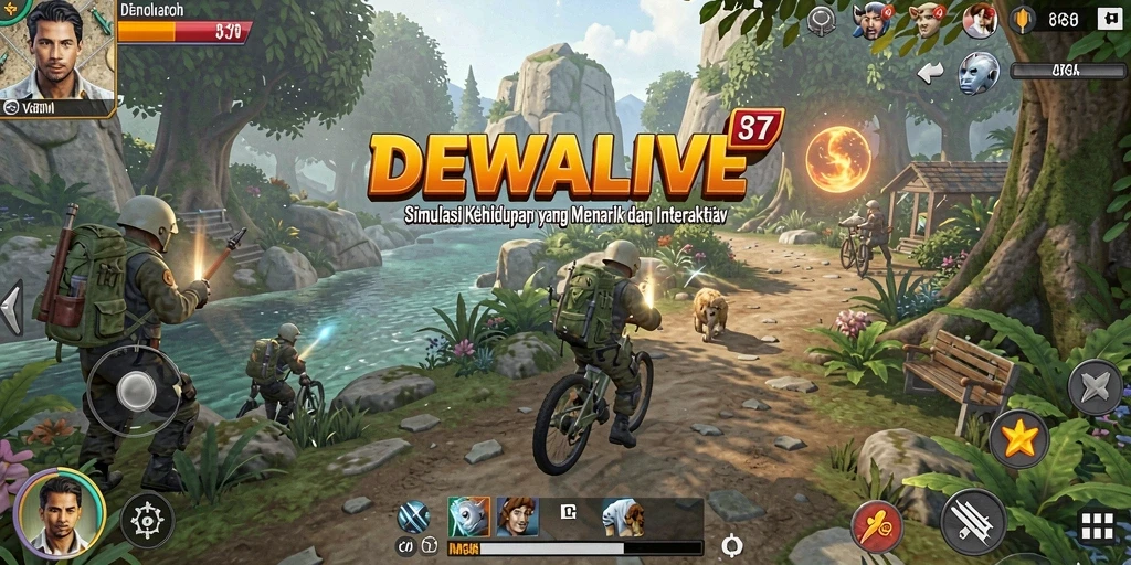 Tampilan gameplay DEWALIVE yang penuh warna dan interaktif.