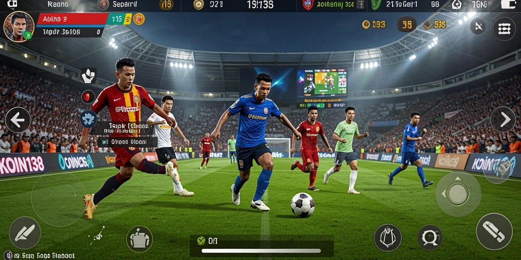 Tampilan gameplay KOIN138 dengan aksi sepak bola yang mendebarkan.