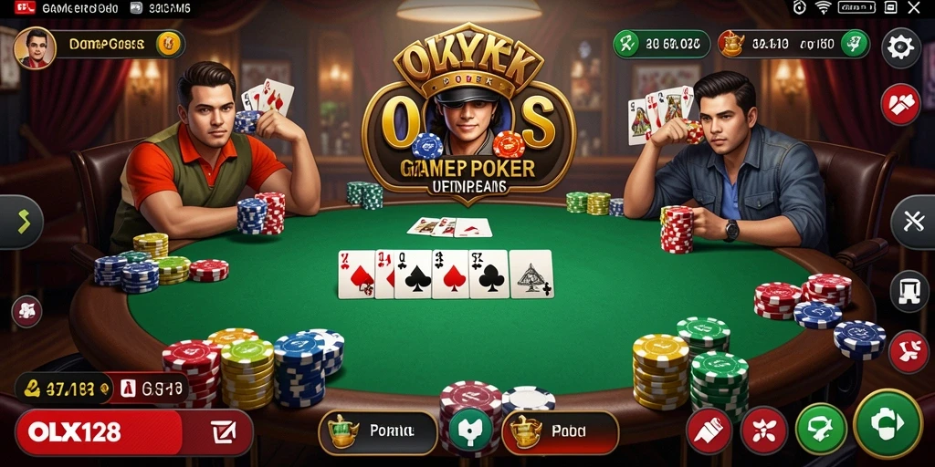 Tampilan gameplay seru dari OLX128 saat bermain Poker.