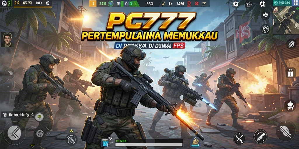 Tampilan gameplay PC777 yang menampilkan aksi pertempuran FPS yang intens.
