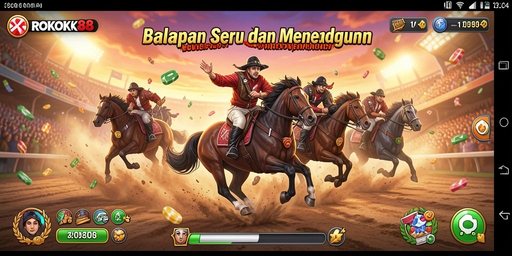 Screenshot gameplay ROKOK88 yang menampilkan momen balapan yang mendebarkan.