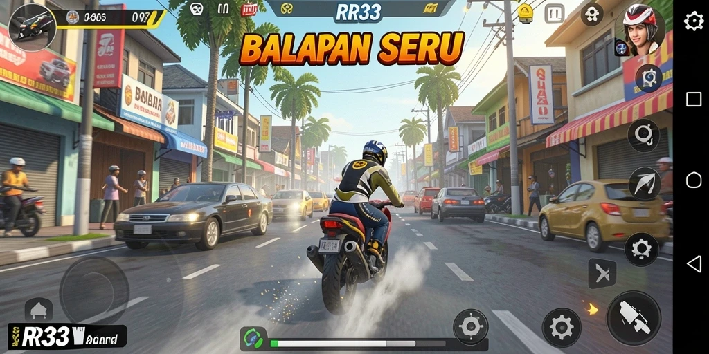 Gameplay balap yang seru dan mendebarkan dalam RR33.