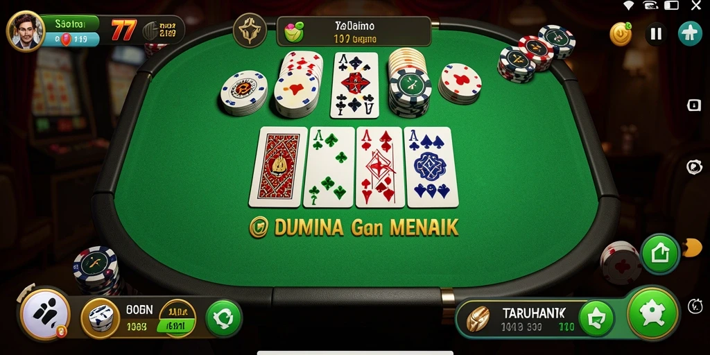 Tampilan permainan Domino yang seru di TARUHAN77.