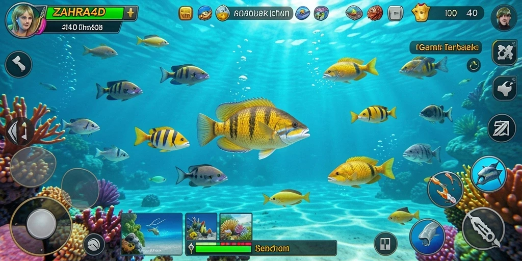 Screenshot ZAHRA4D menampilkan momen seru menangkap ikan di lautan.